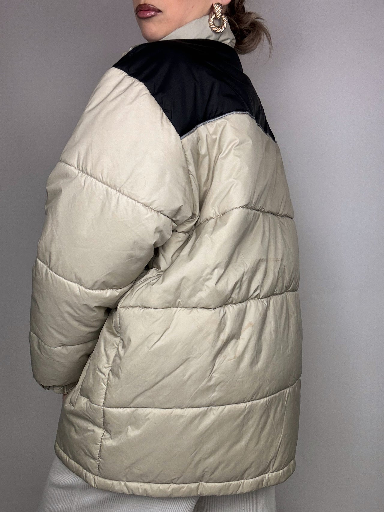 Vintage M two-tone puffy down jacket
