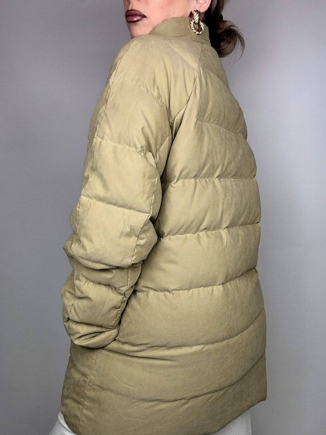 FILA L vintage beige soft puffy down jacket