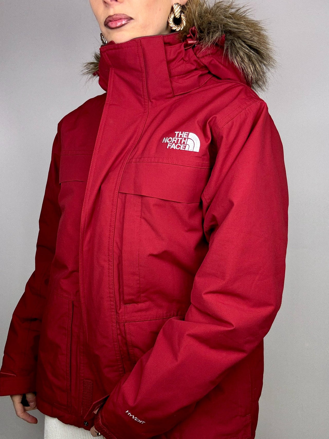 THE NORTH FACE S vintage red parka down jacket