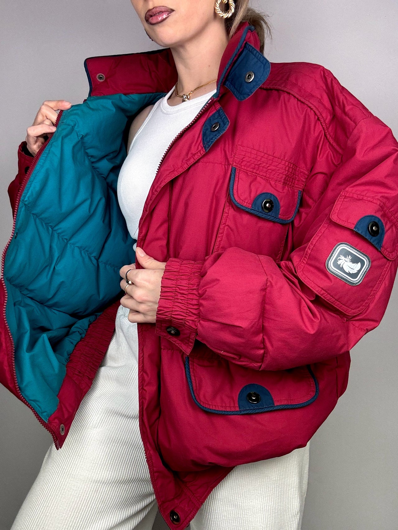 Vintage Burgundy Puffy Jacket L/XL