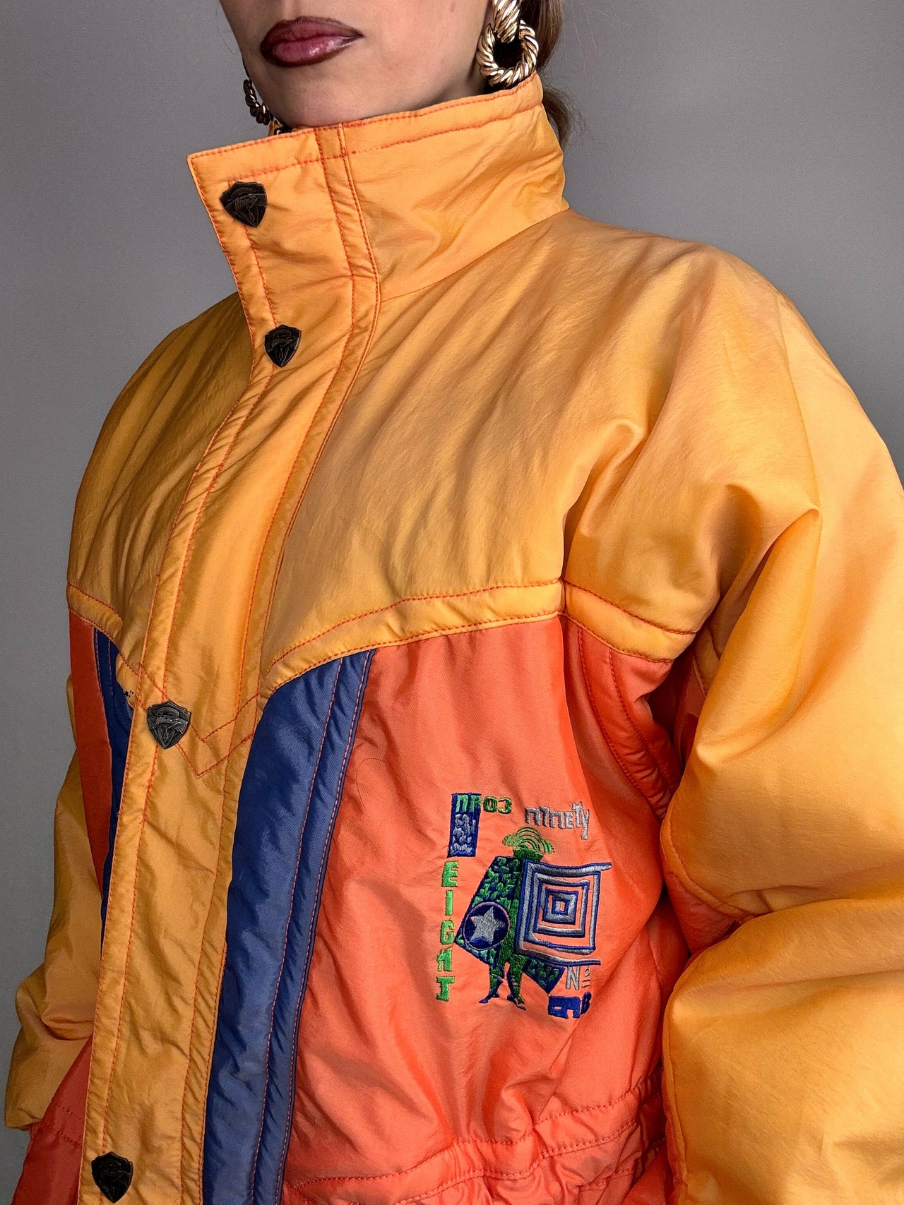 Vintage Orange and Mint Yellow Puffy Jacket L/XL