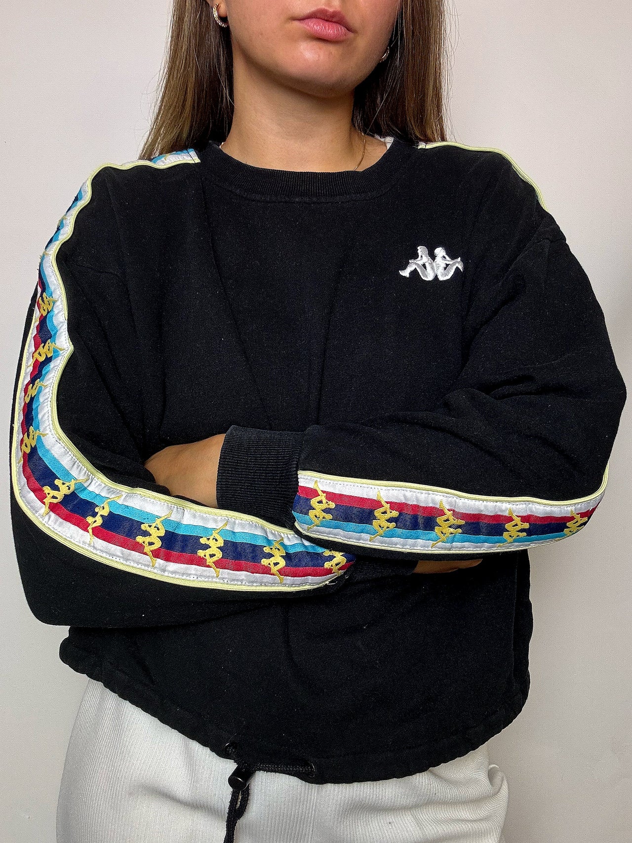 Sweat col rond noir KAPPA S/M vintage