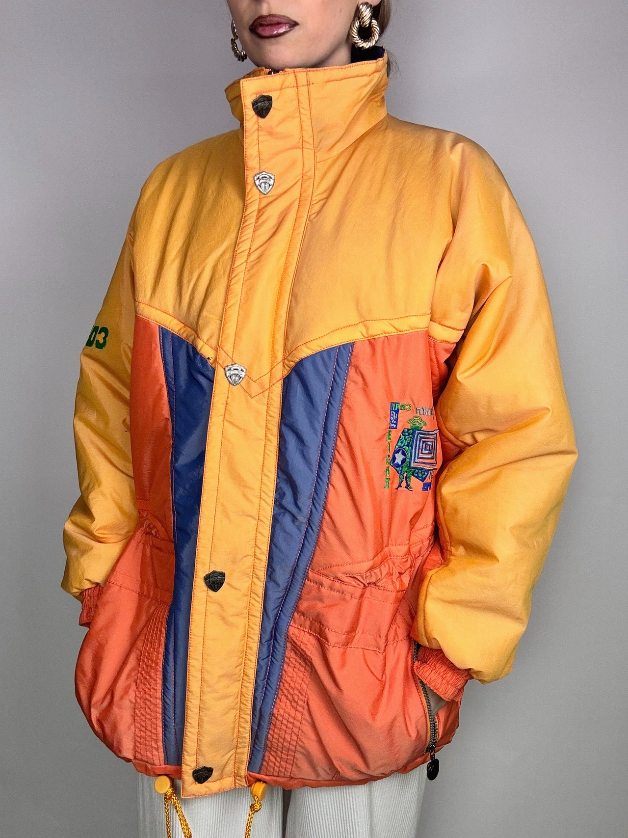 Vintage Orange and Mint Yellow Puffy Jacket L/XL