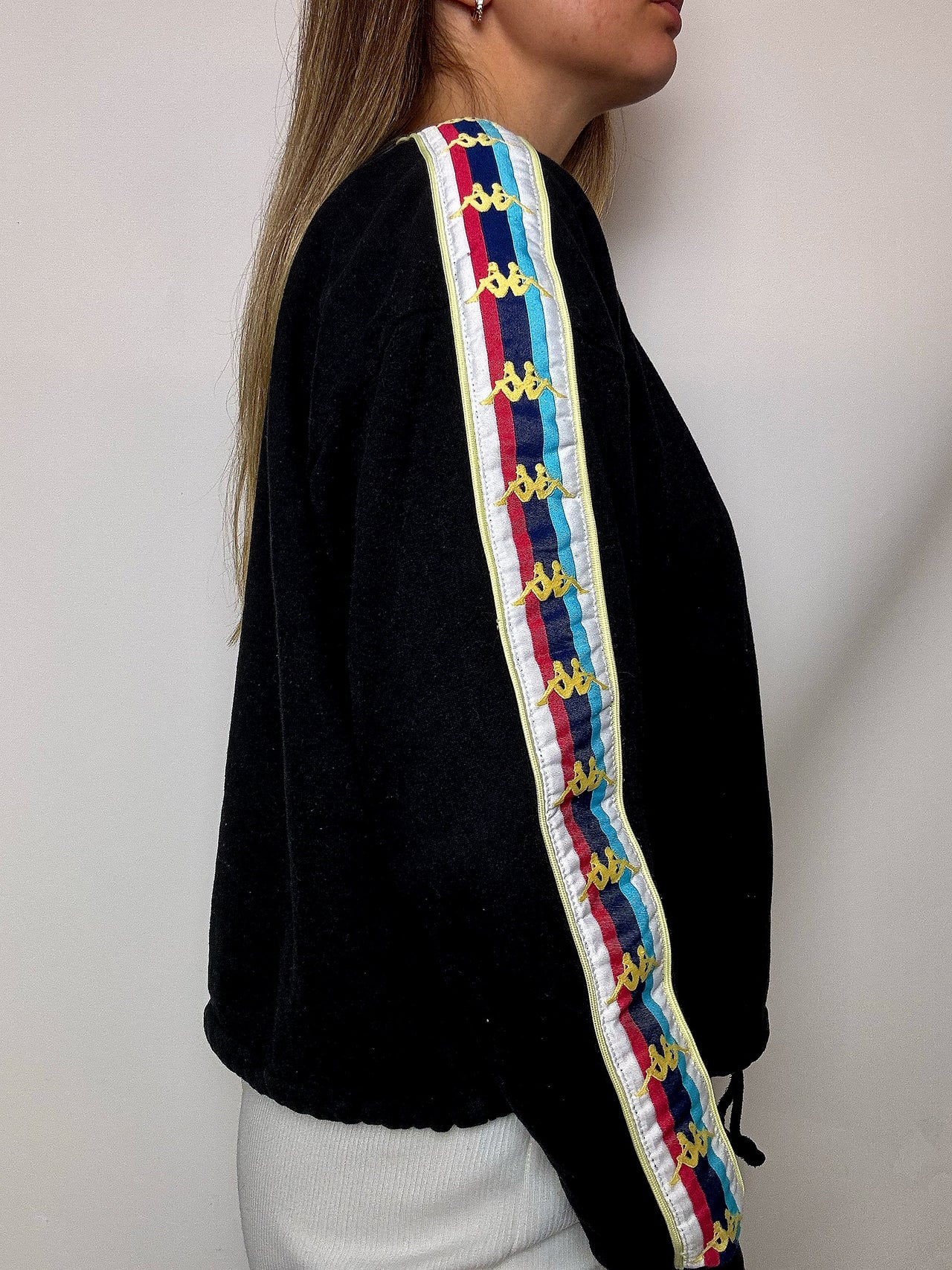 Sweat col rond noir KAPPA S/M vintage