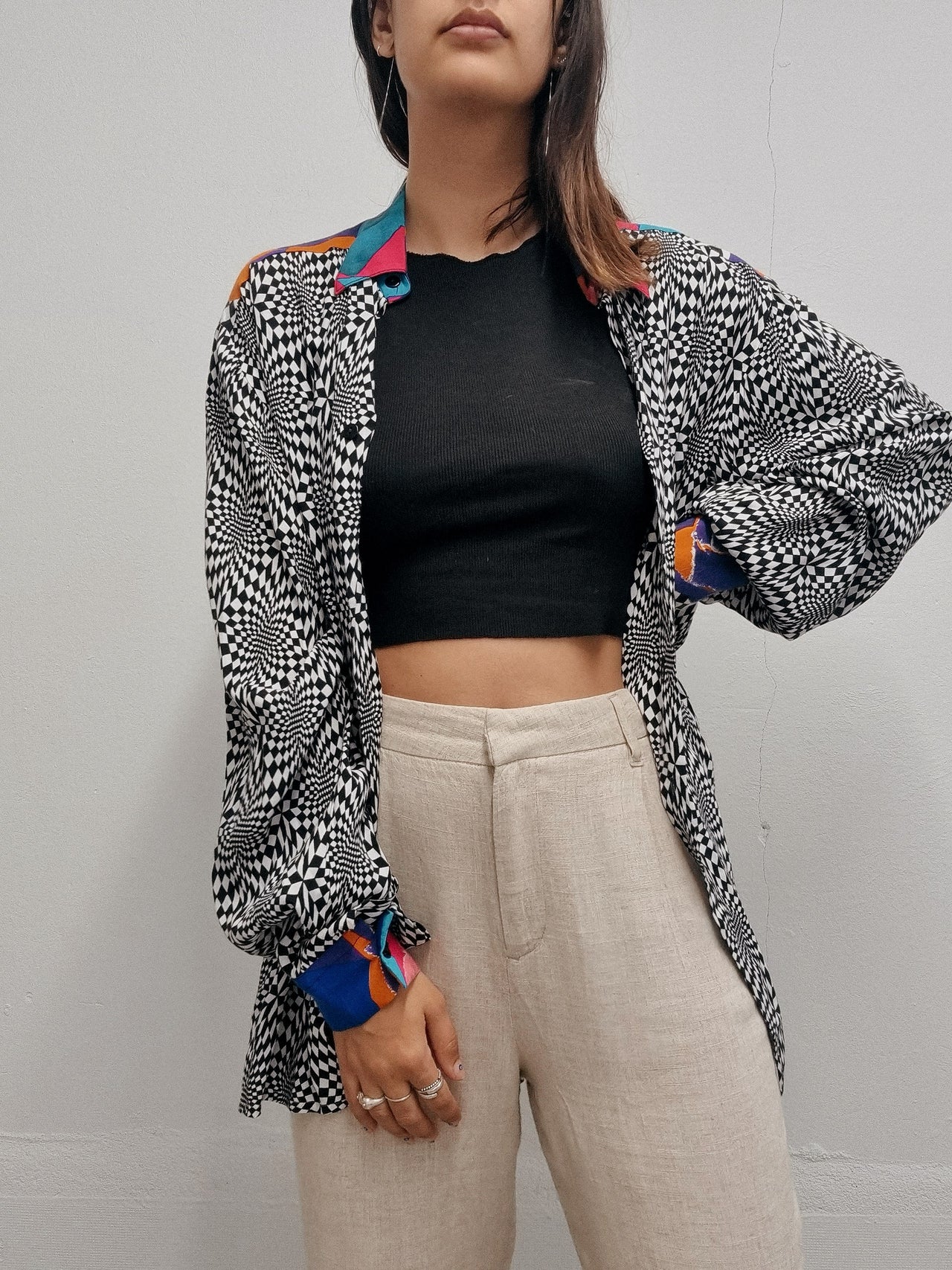 Vintage 80/90s shirt purple/blue/mustard M