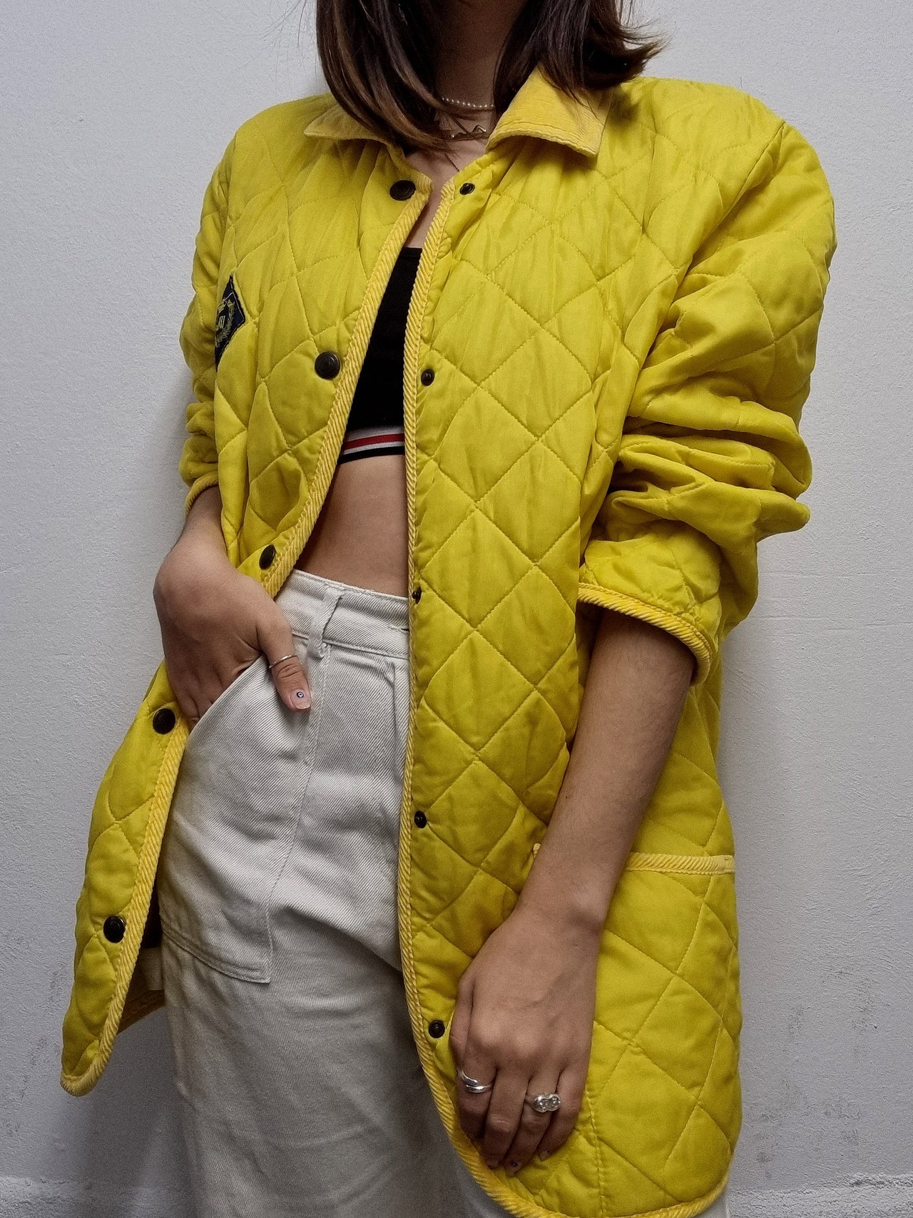 Veste vintage matelassée jaune S