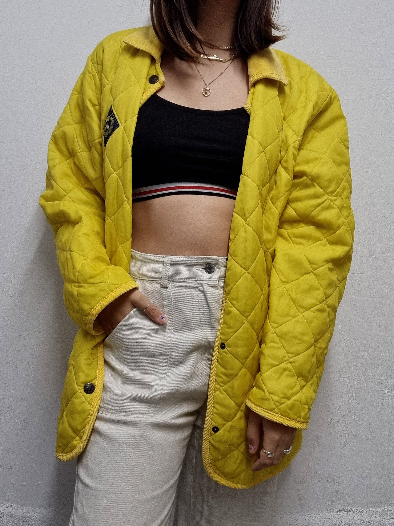 Veste vintage matelassée jaune S