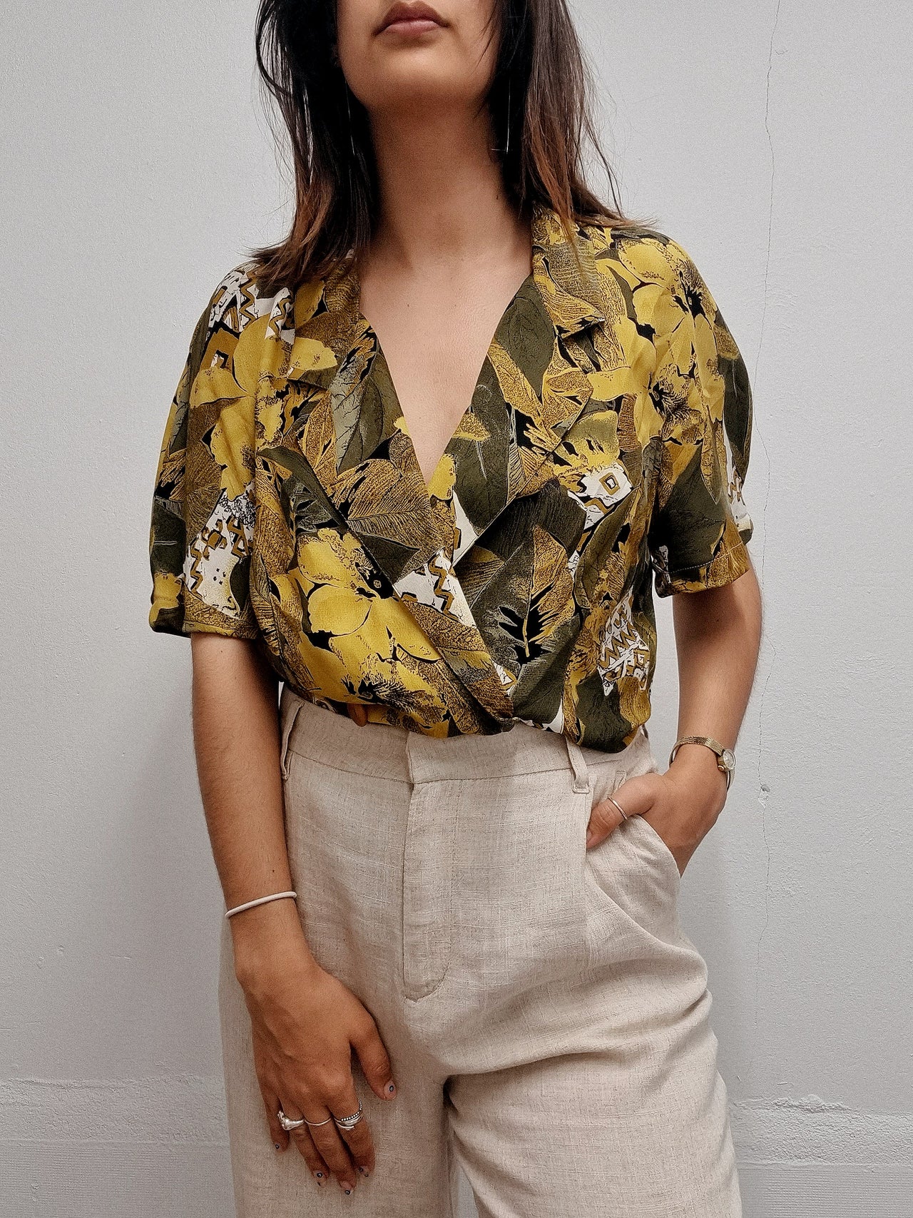 Vintage 80/90s shirt purple/blue/mustard M