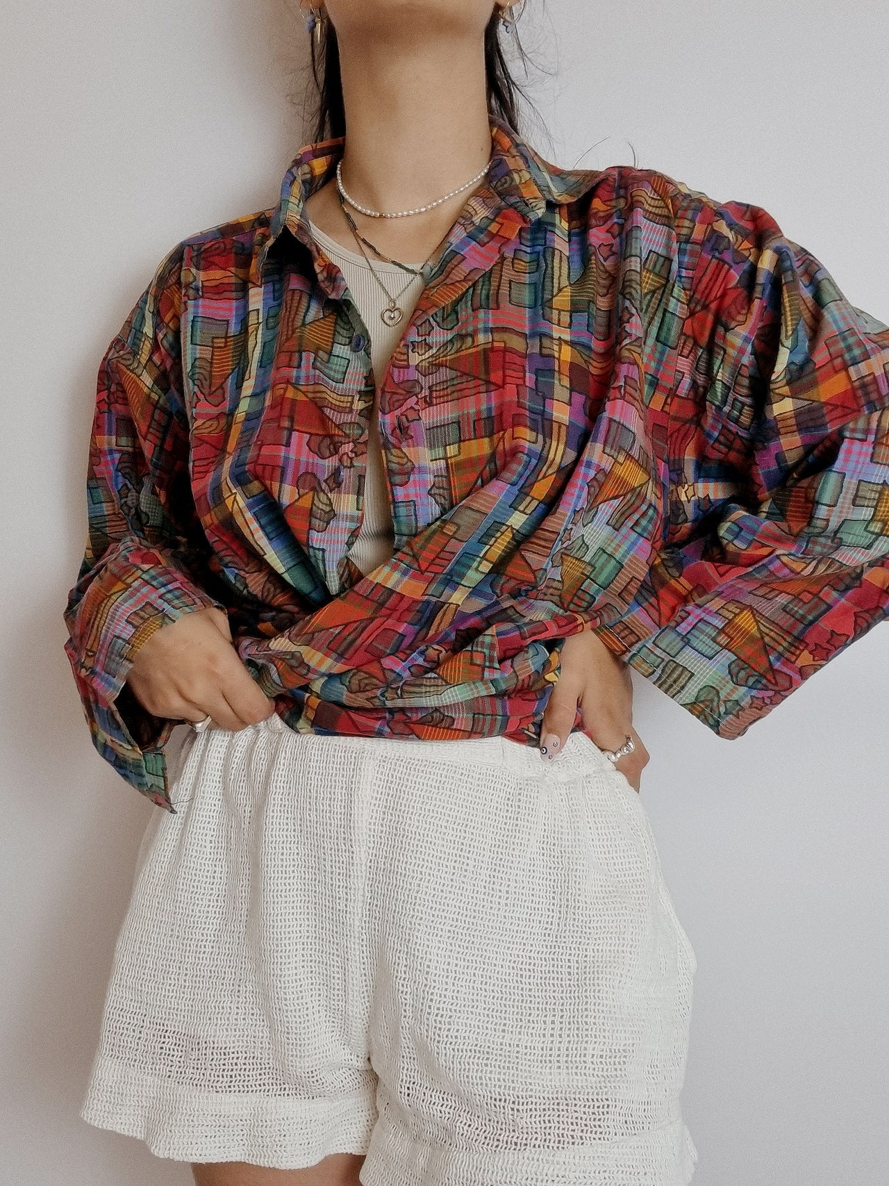 Vintage 80/90s shirt purple/blue/mustard M