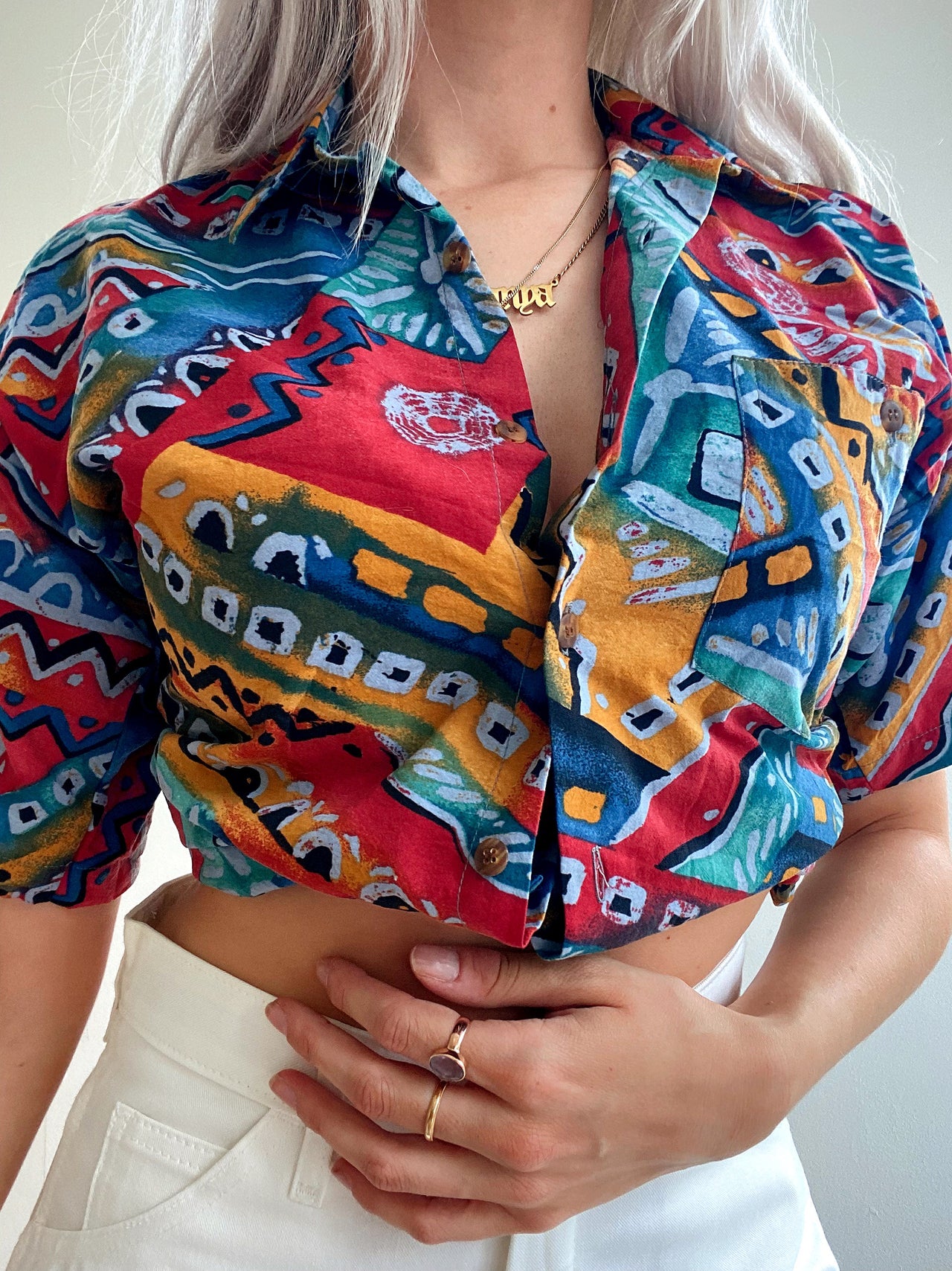 Chemise Vintage 80/90s multicolore à motifs S