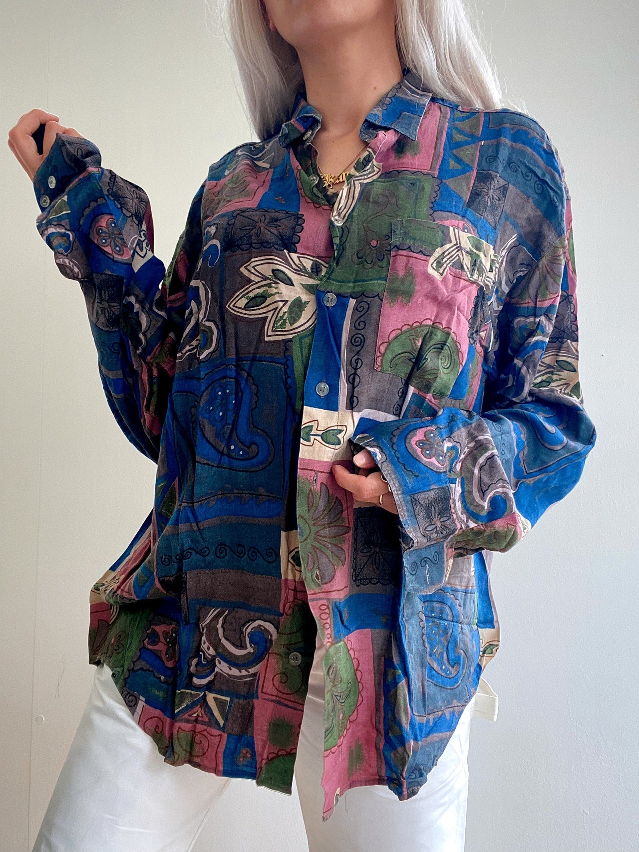 Chemise Vintage 80/90s multicolore à motifs