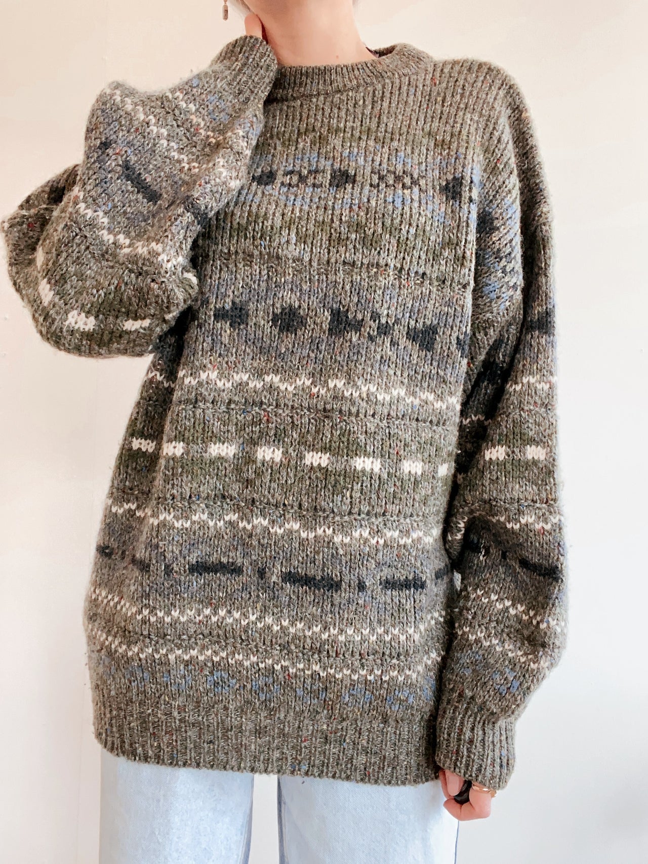 Pull en laine khaki L