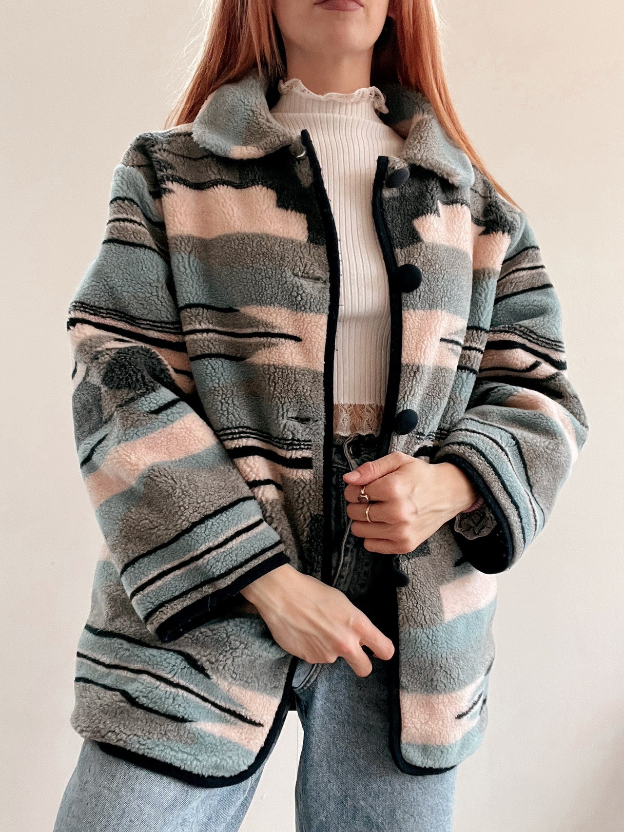 White and blue jacket with orange collar Adidas XL