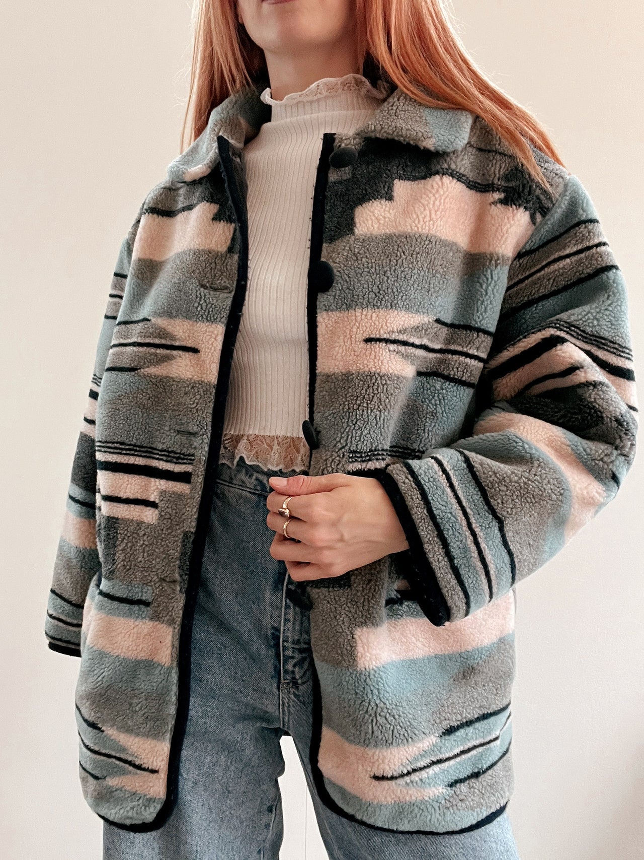 White and blue jacket with orange collar Adidas XL