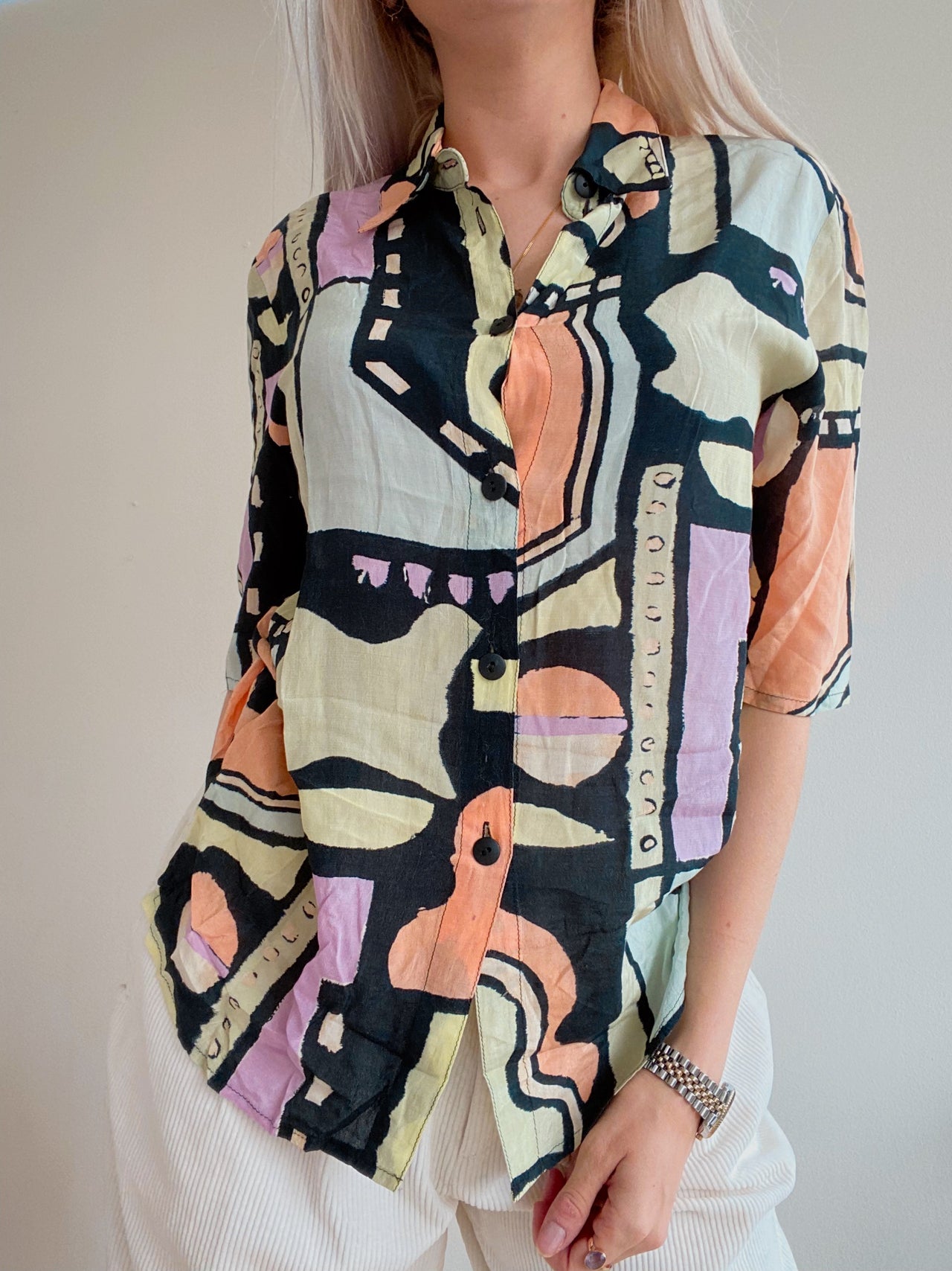 Chemise Vintage 80/90s noir/jaune