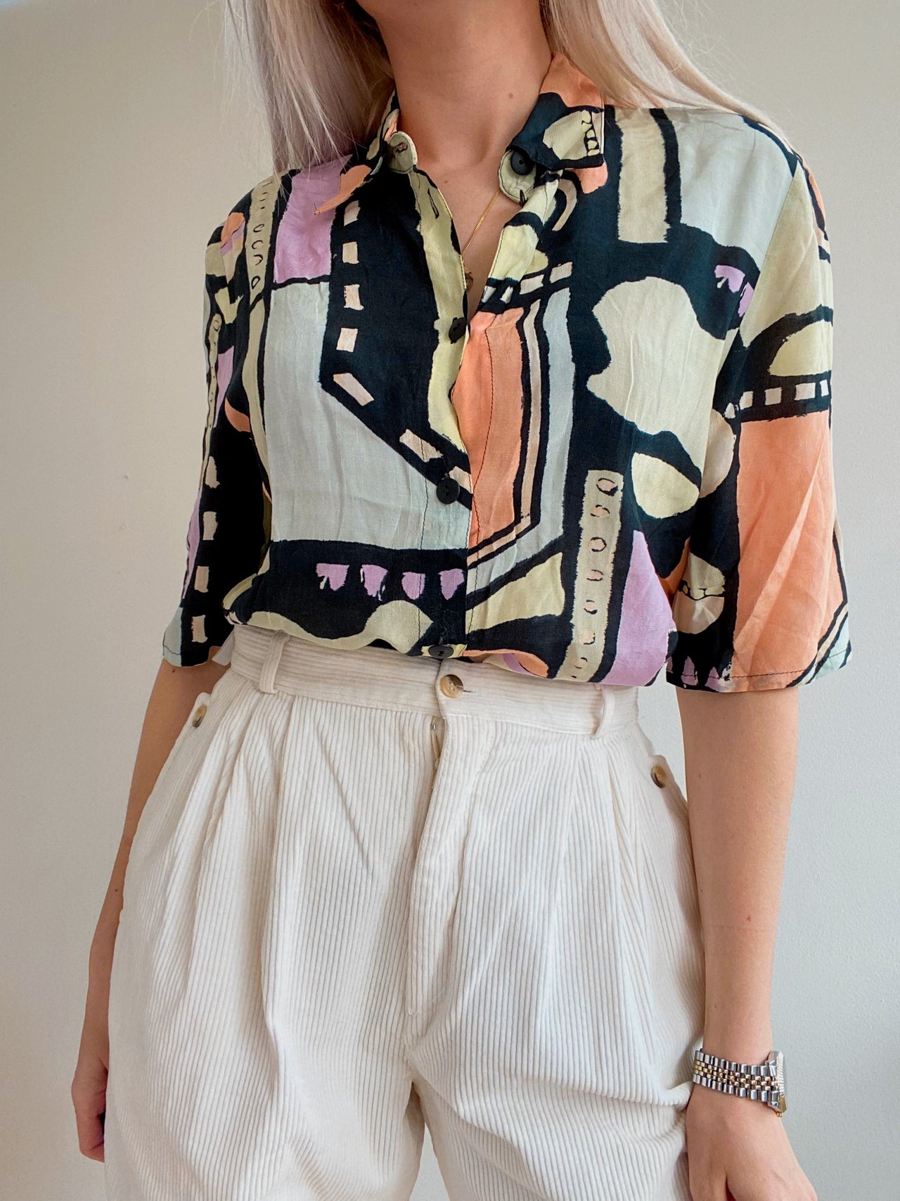 Chemise Vintage 80/90s noir/jaune