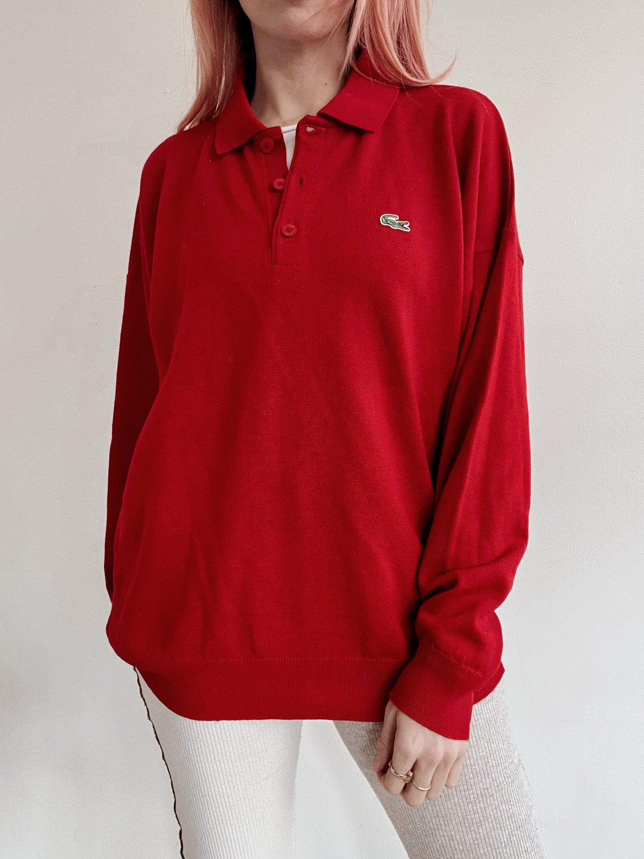 Pull en laine Lacoste rouge L