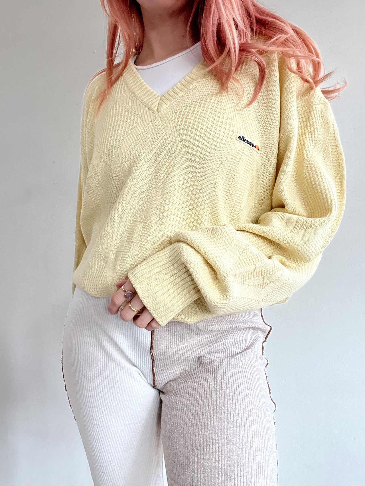 Pull en laine jaune clair Ellesse M