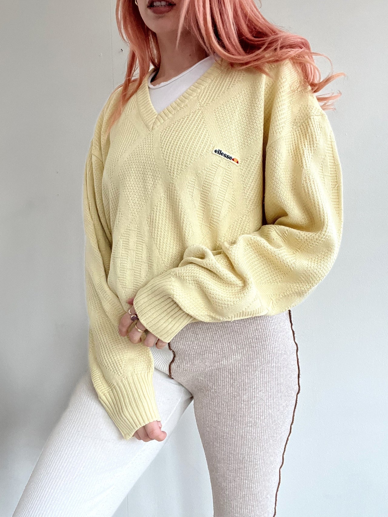 Pull en laine jaune clair Ellesse M