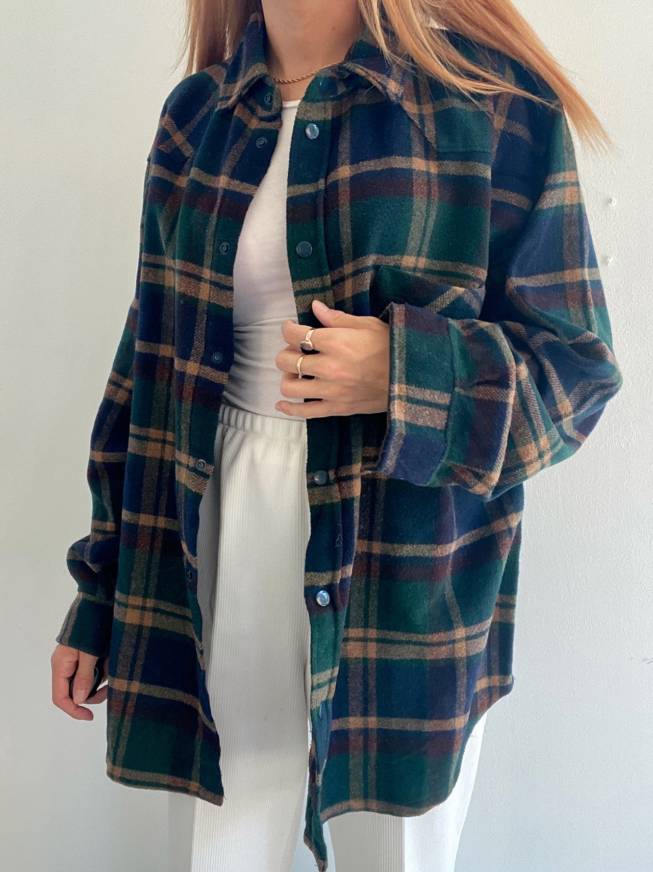 Chemise Vintage à carreaux brun/khaki/vert L