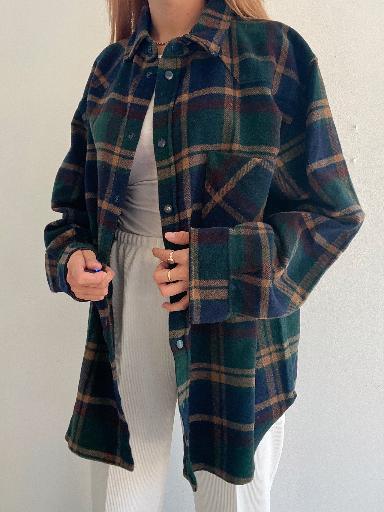 Chemise Vintage à carreaux brun/khaki/vert L