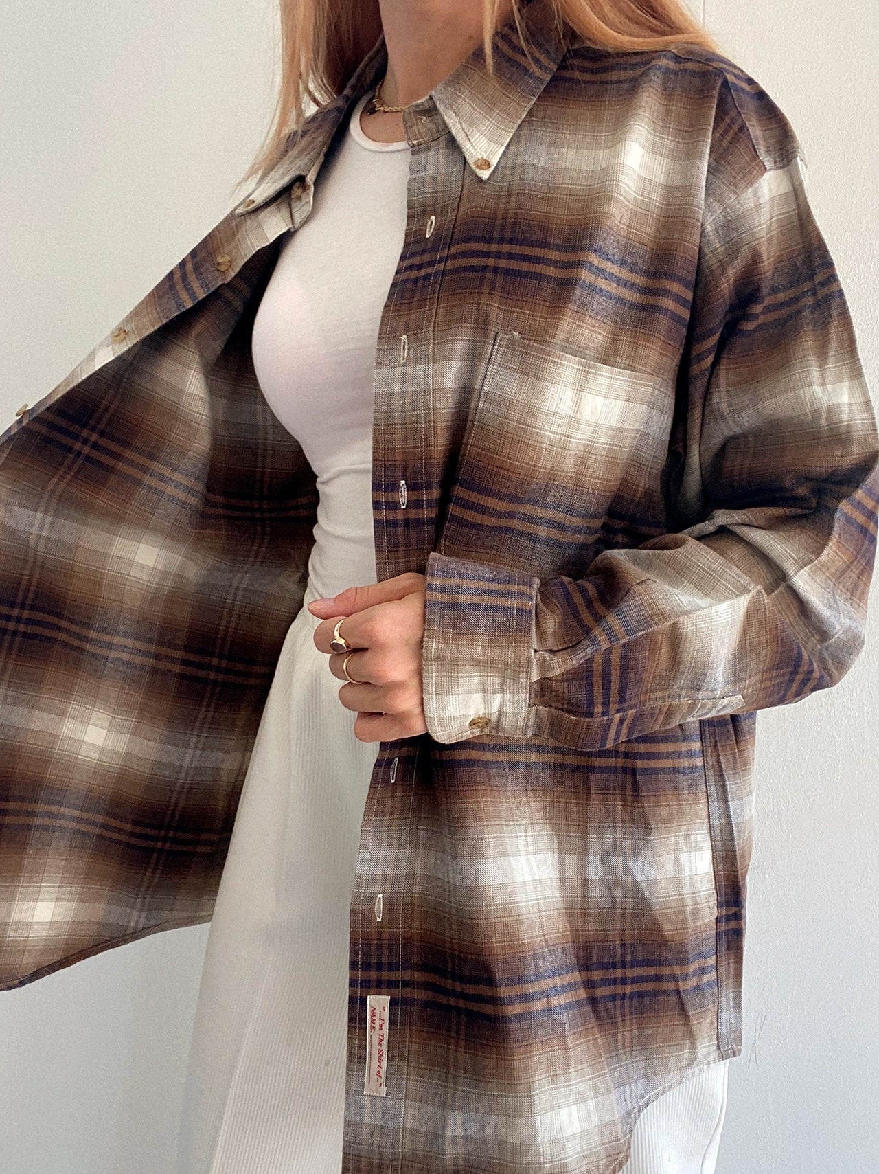 Chemise Vintage à carreaux brune XL