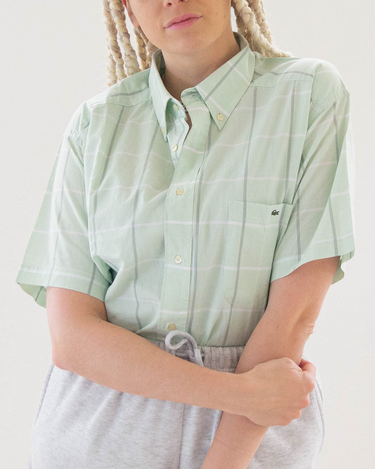 Chemise verte pastelle quadrillée Lacoste L