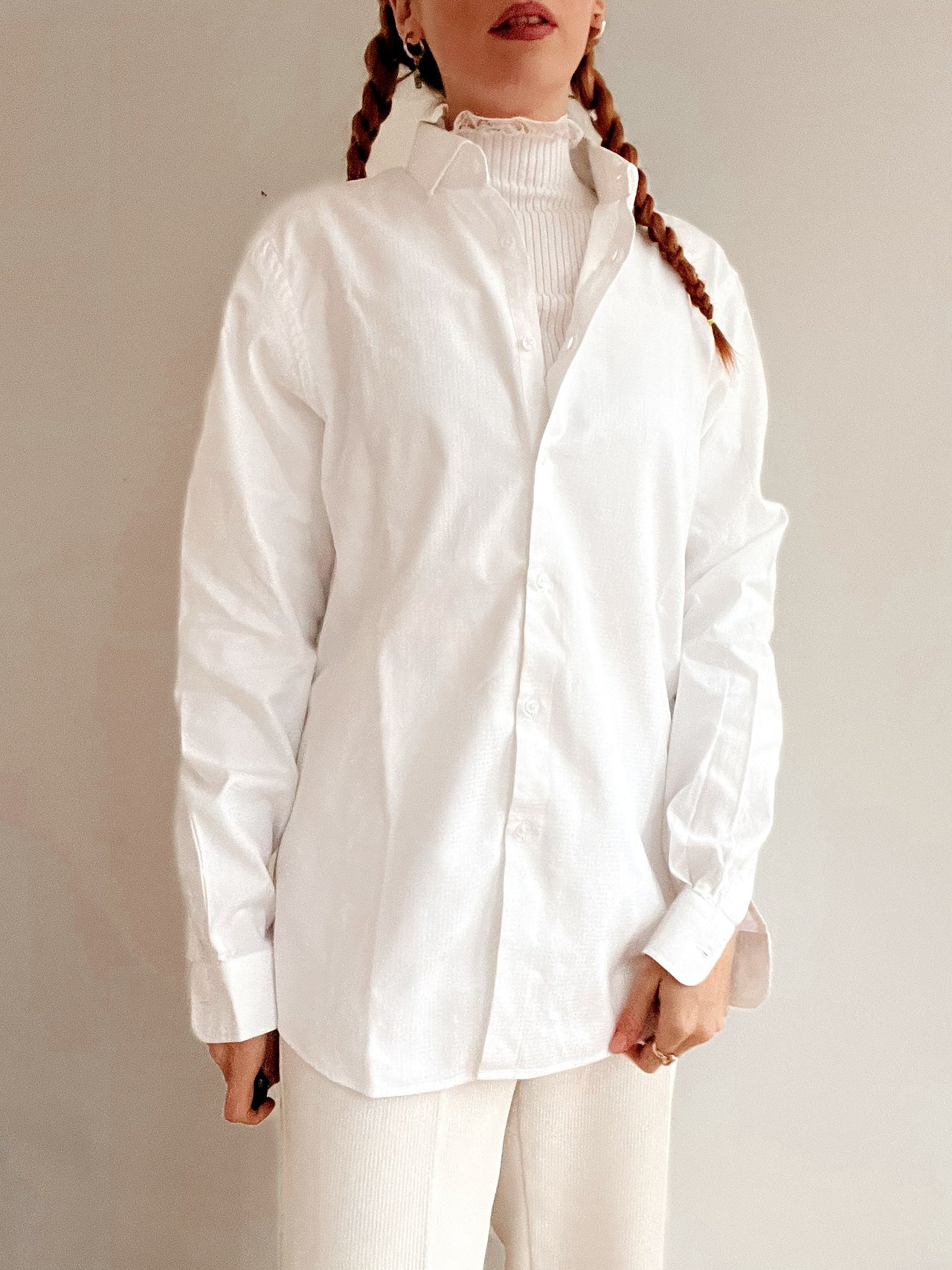 Vintage 80/90er Jahre weißes Baumwollhemd L