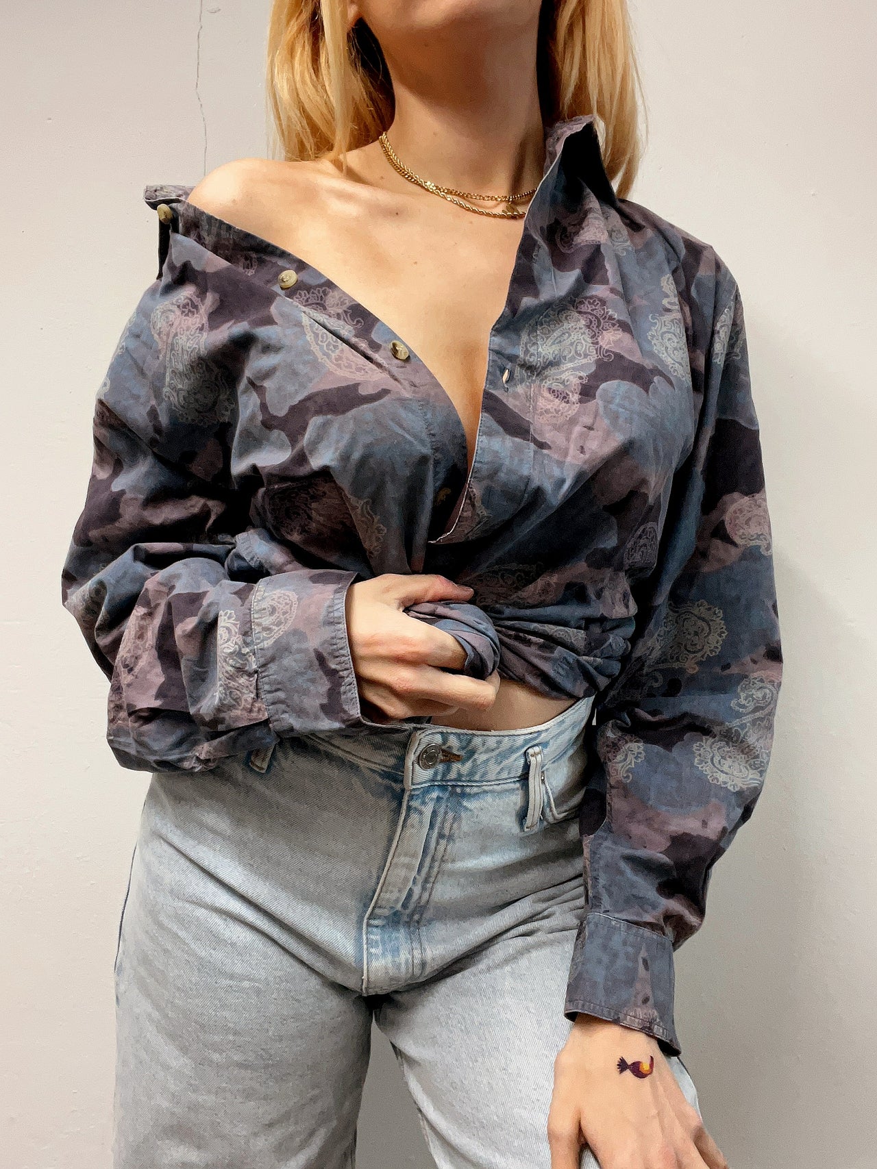 Vintage 80/90s shirt purple/blue/mustard M