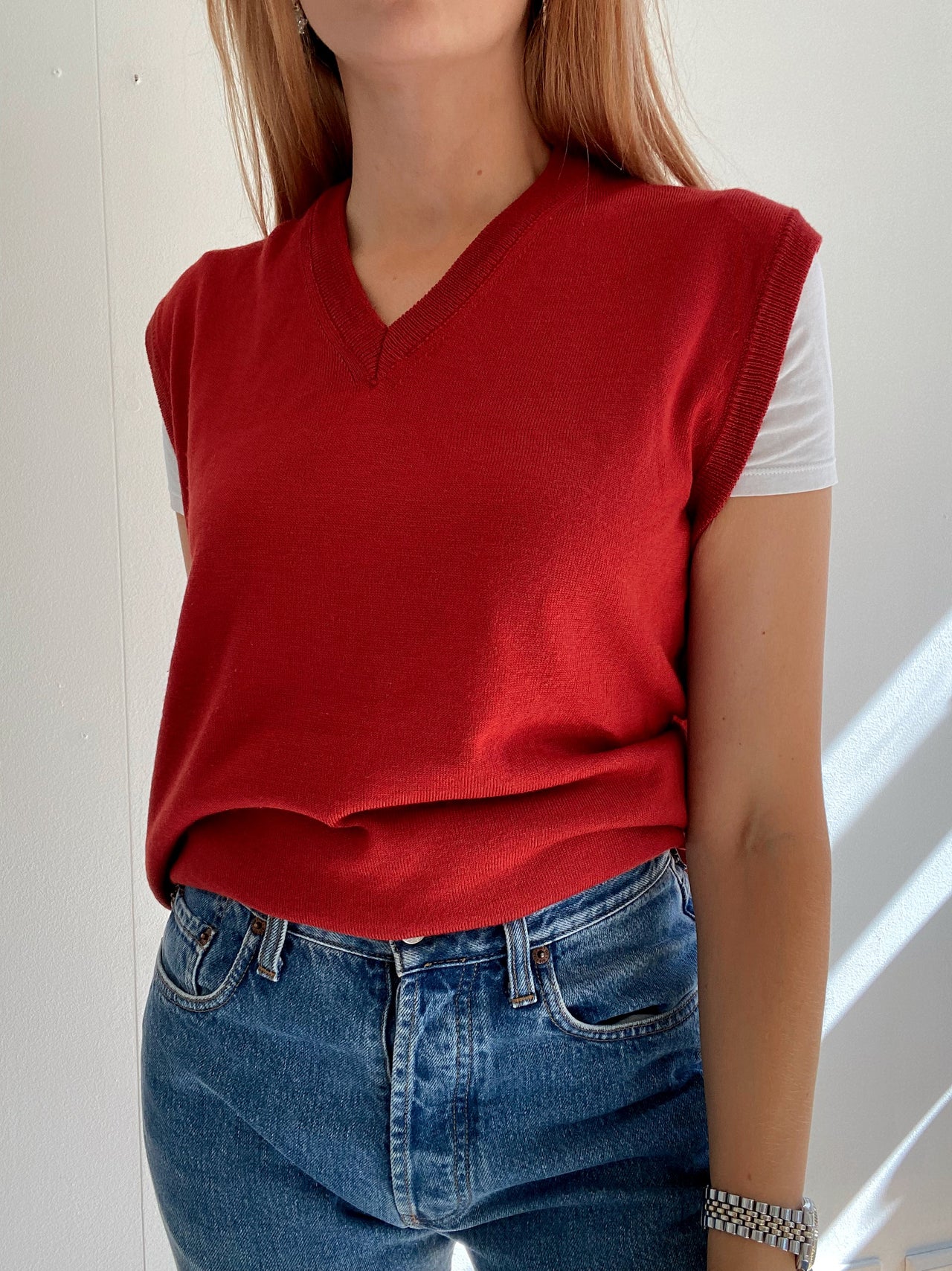 Black V-neck wool cardigan with pink/yellow pattern