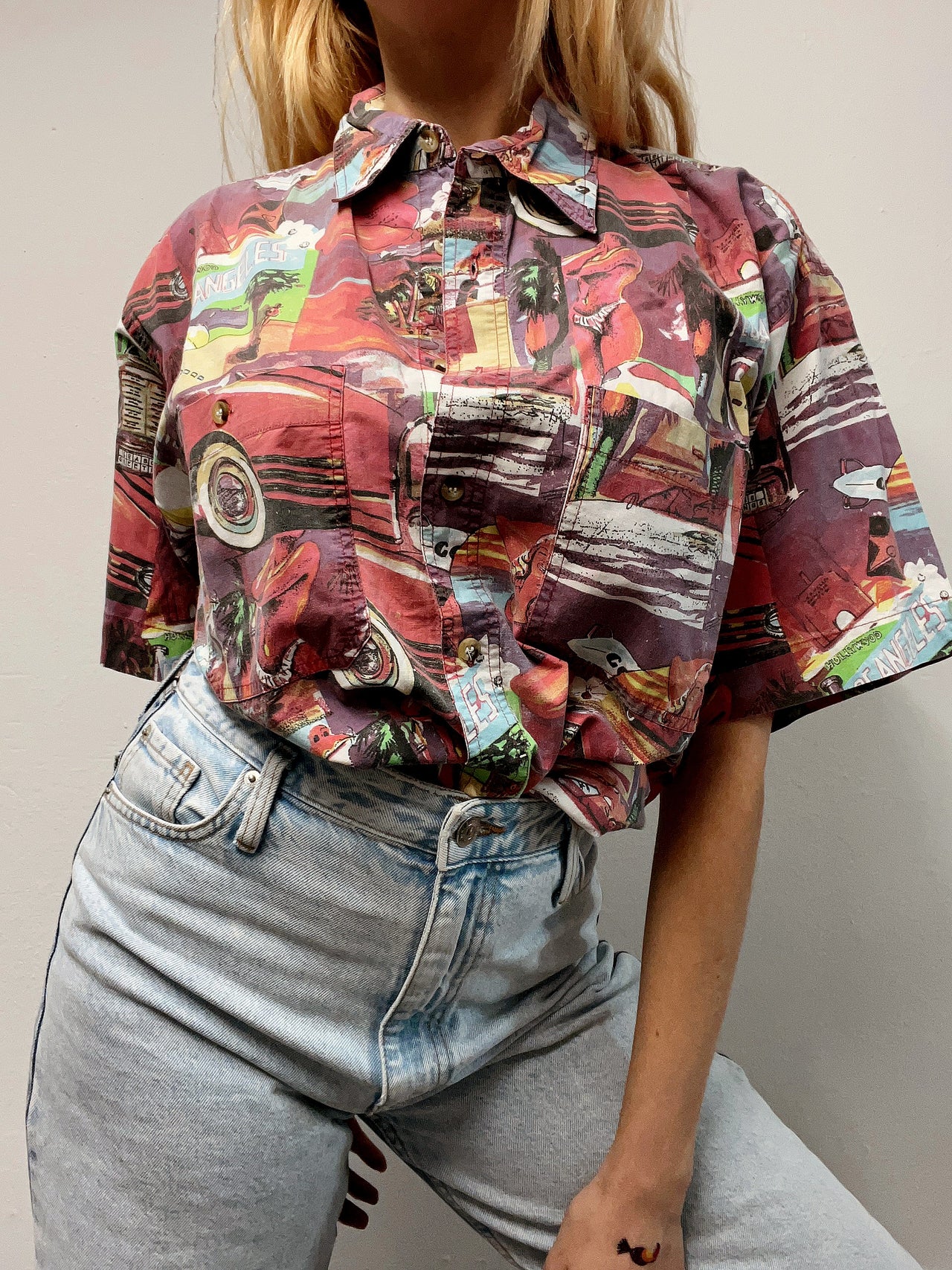 Vintage 80/90s shirt purple/blue/mustard M