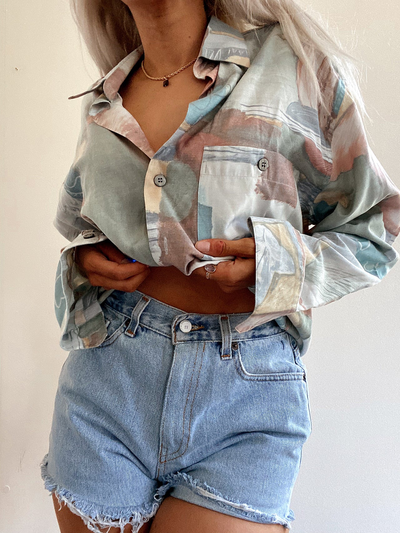 Chemise Vintage 80/90s pastel à longue manches