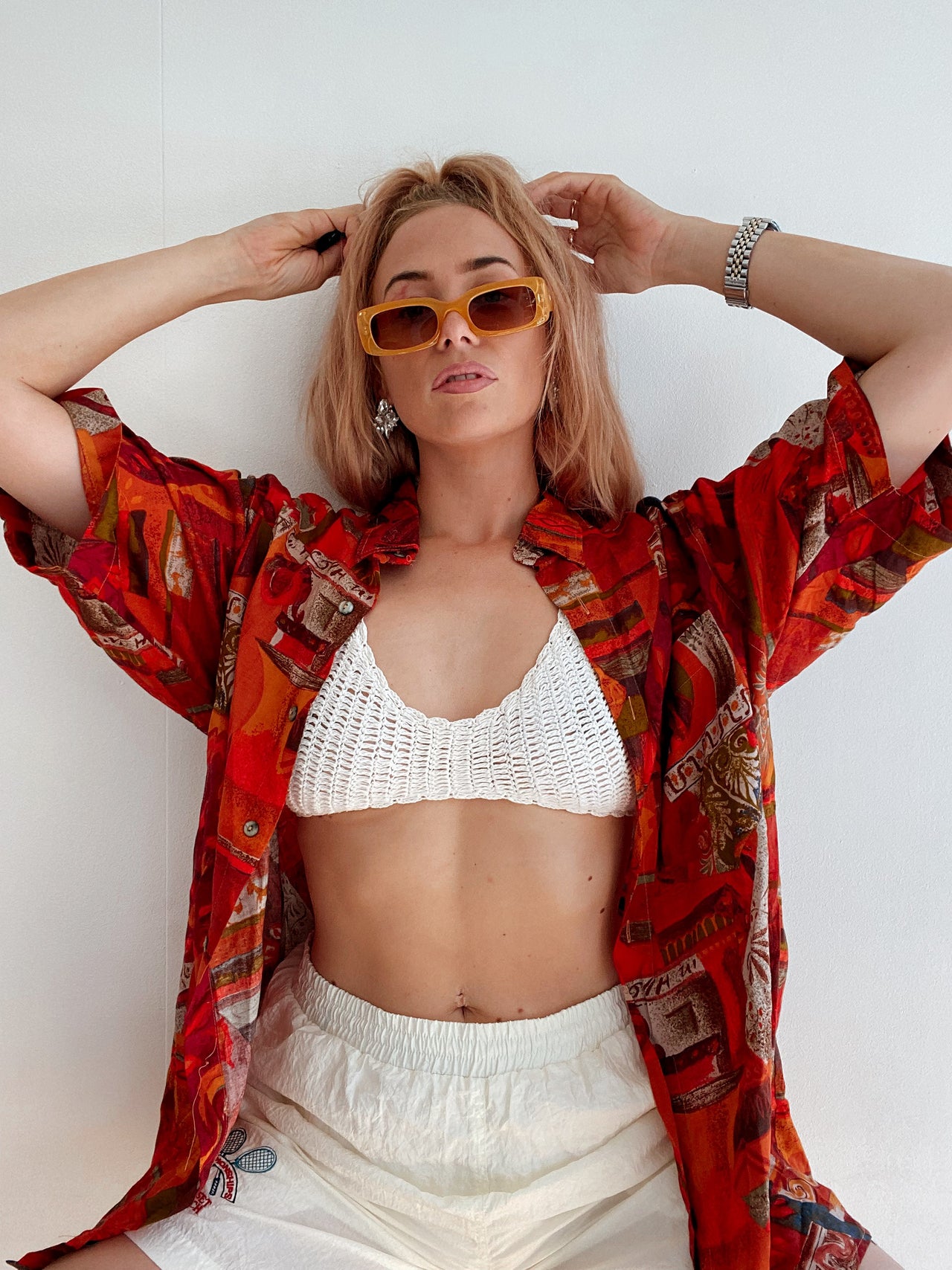 Chemise Vintage 80/90s rouge a motifs