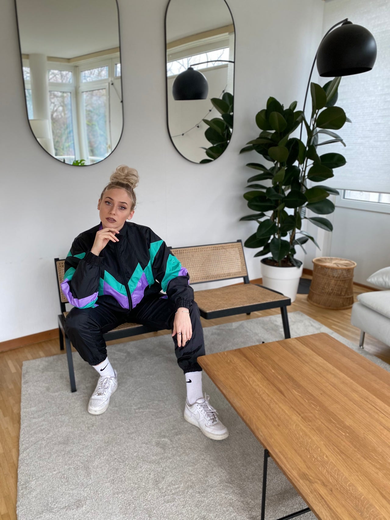 Black/purple/green set Jaquette & Jogging S