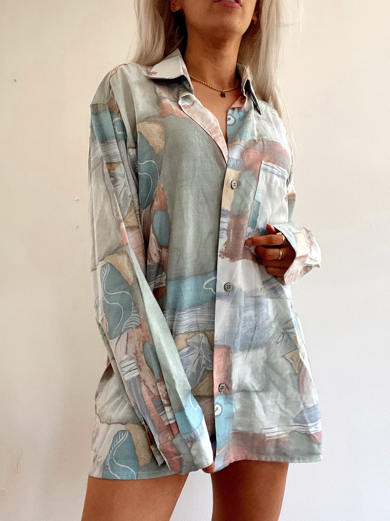 Chemise Vintage 80/90s pastel à longue manches