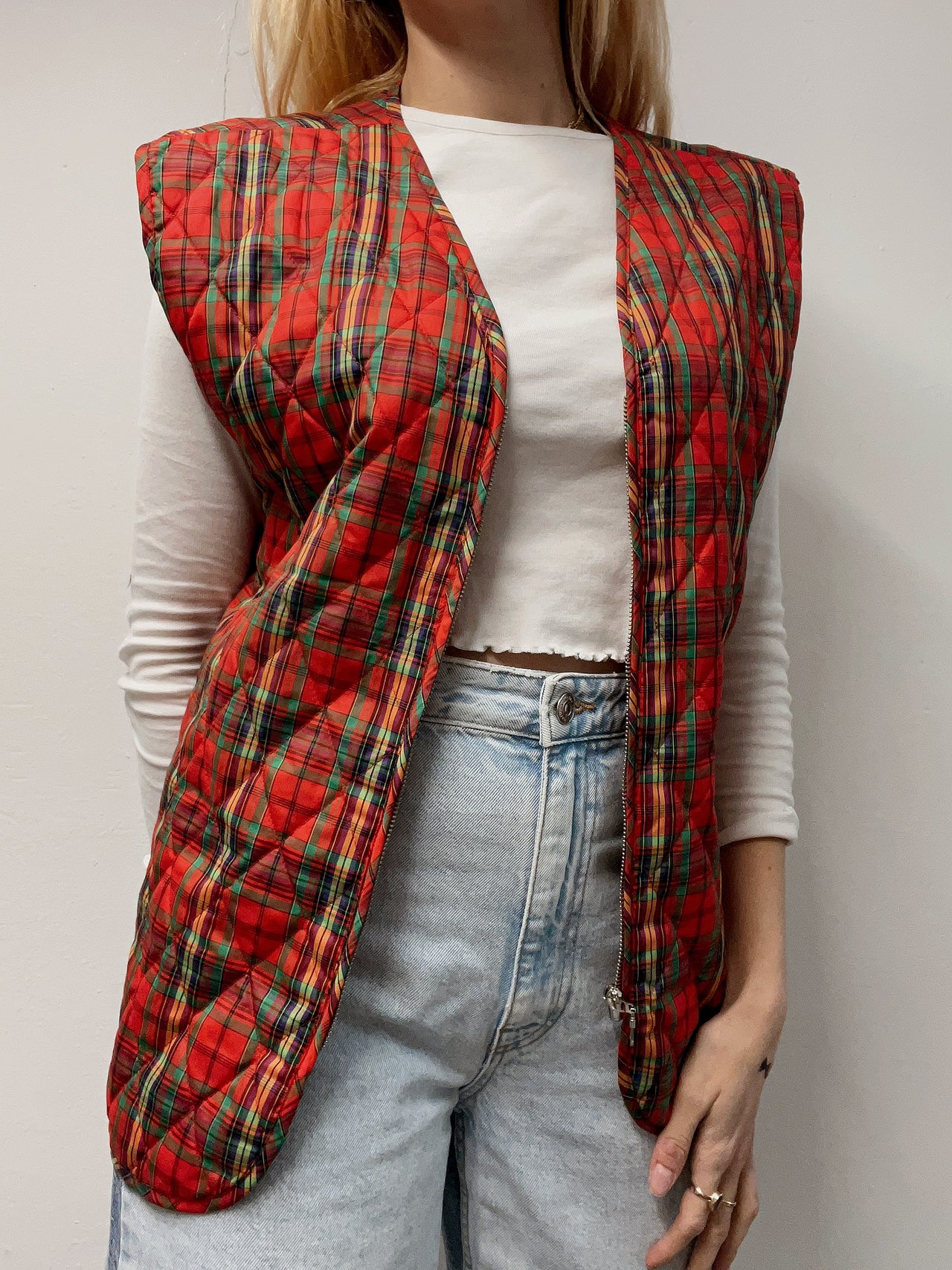 White and blue jacket with orange collar Adidas XL