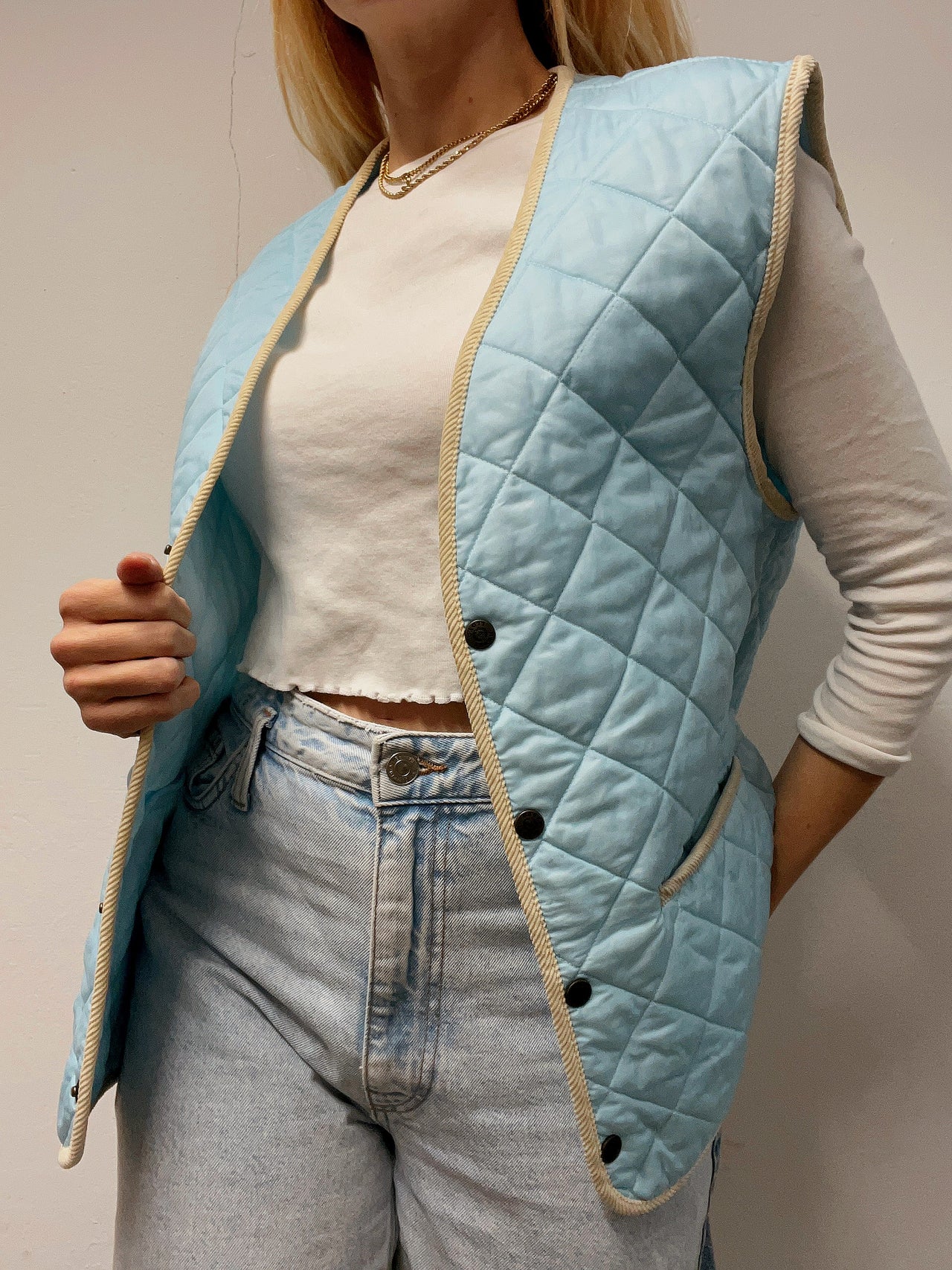 White and blue jacket with orange collar Adidas XL