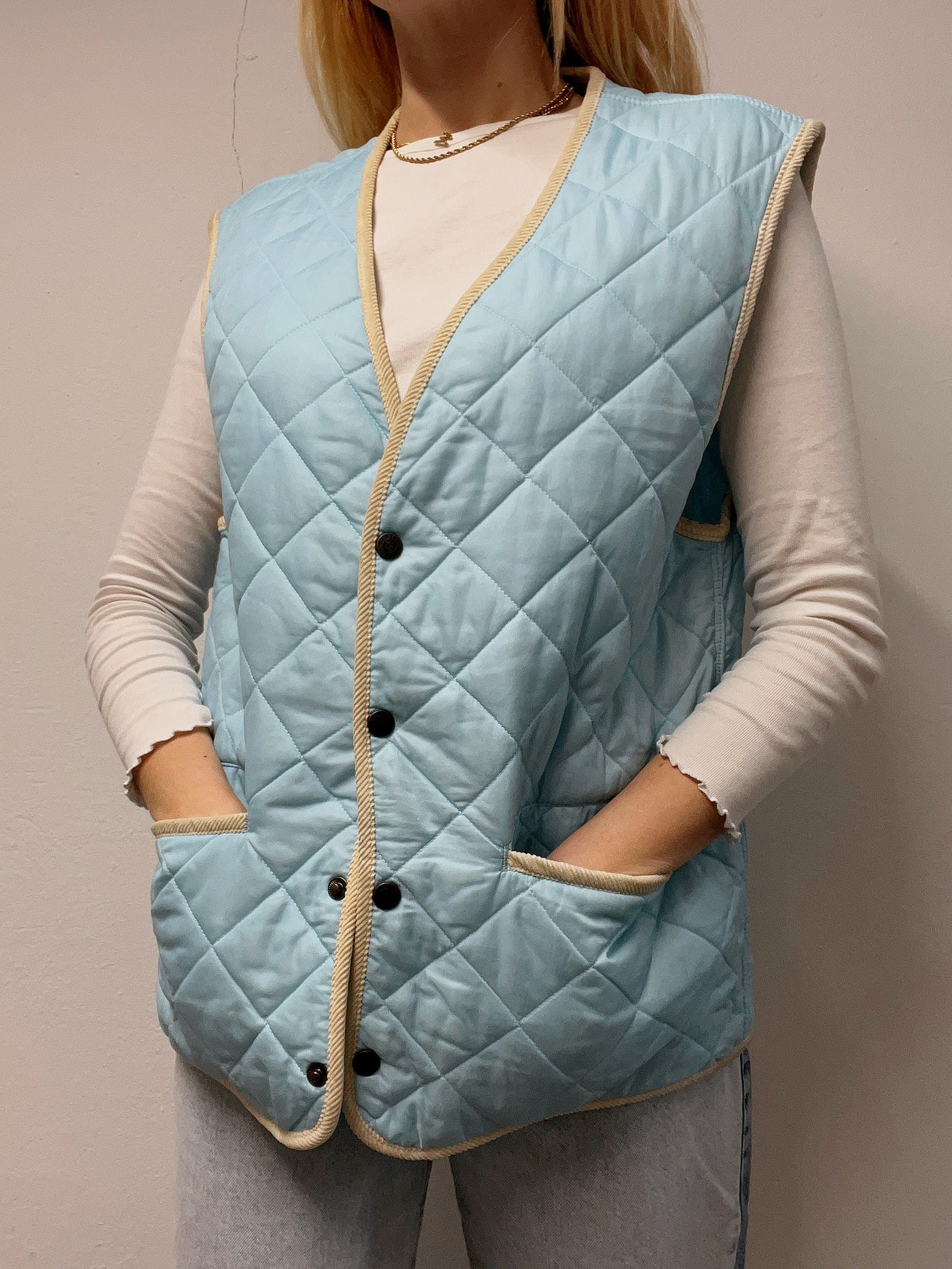 White and blue jacket with orange collar Adidas XL