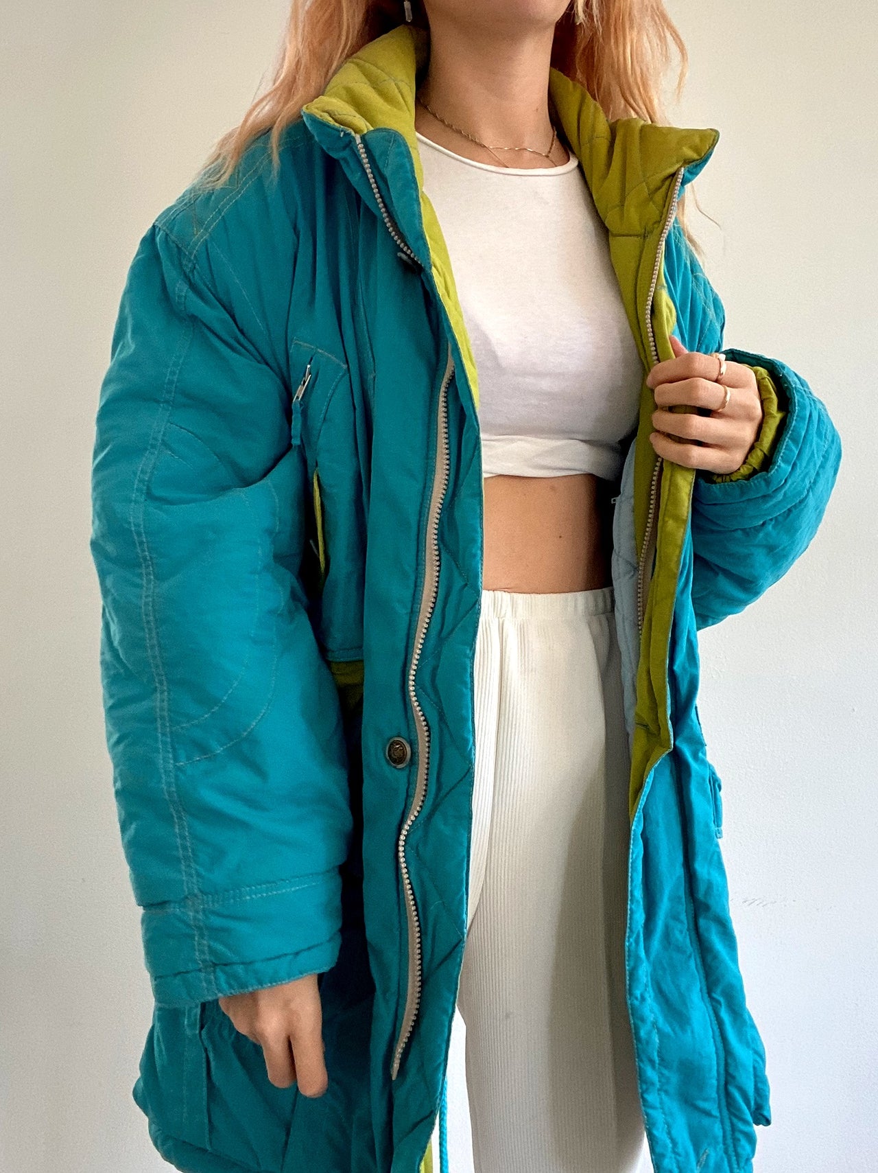 Veste vintage turquoise verte L