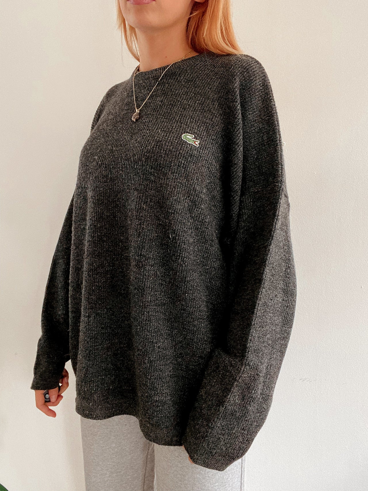 Pull en laine gris foncé Lacoste XL