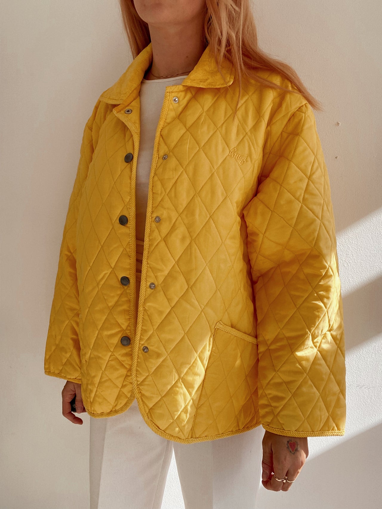 Veste vintage matelassée jaune S
