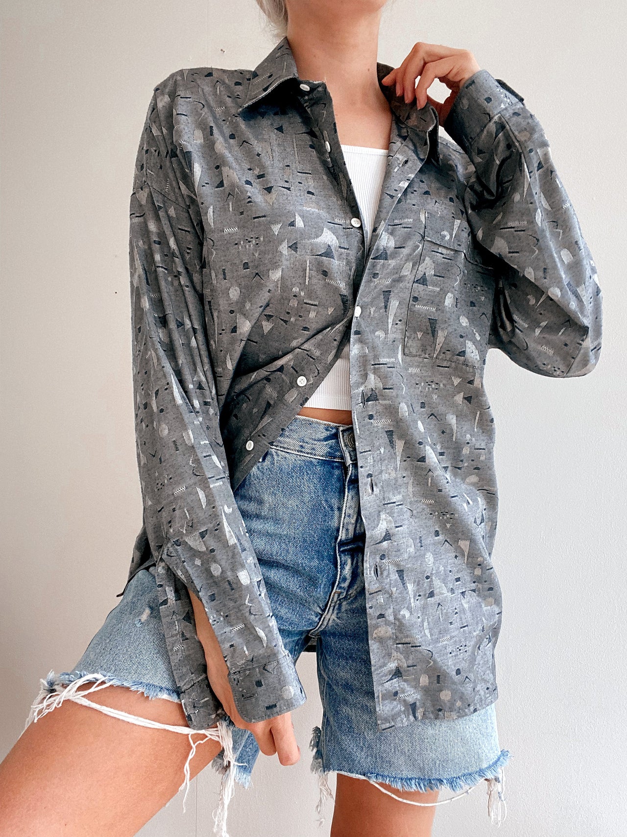 Vintage gray satin shirt L