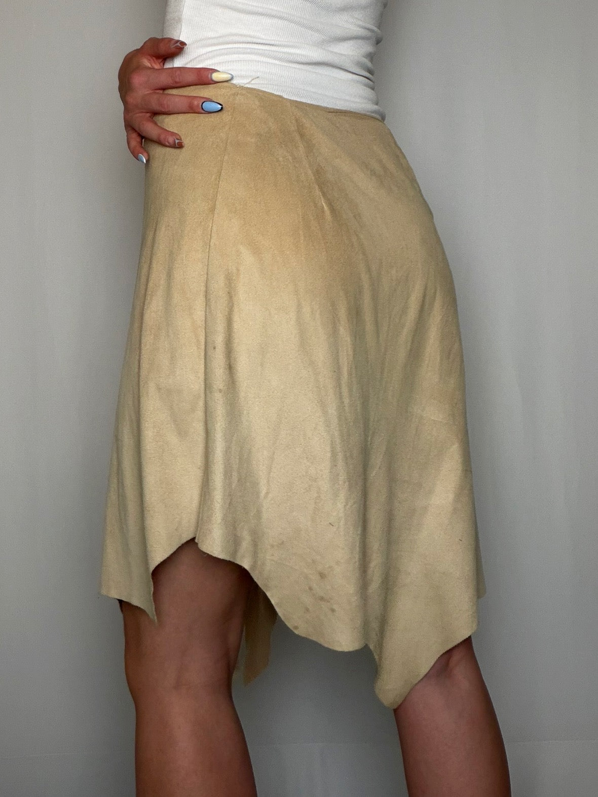 Jupe effet daim Beige S/M vintage