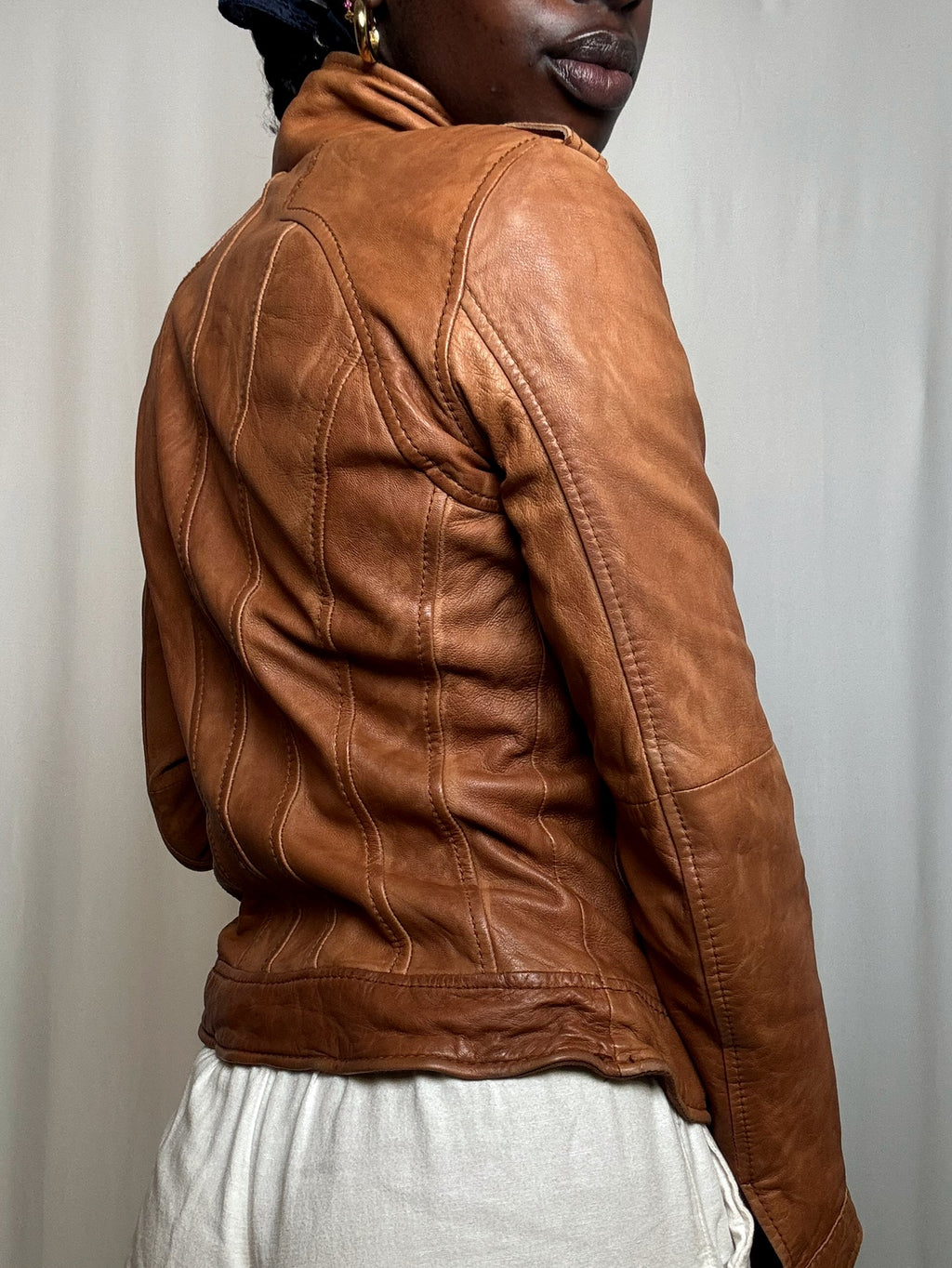 Veste en cuir Cognac Bw M vintage
