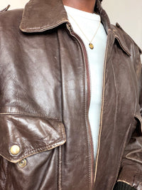 Veste en cuir brune M/L vintage