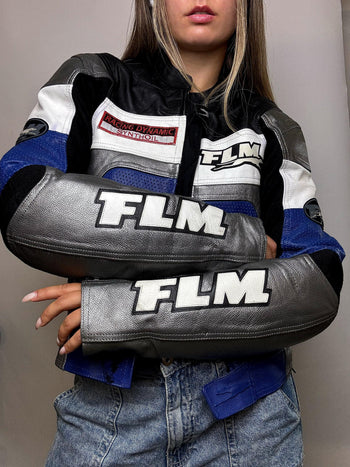 Veste en cuir racing vintage taille M/L