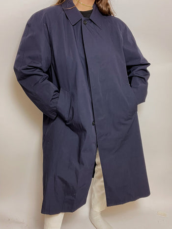 Trench coat long vintage bleu foncé L