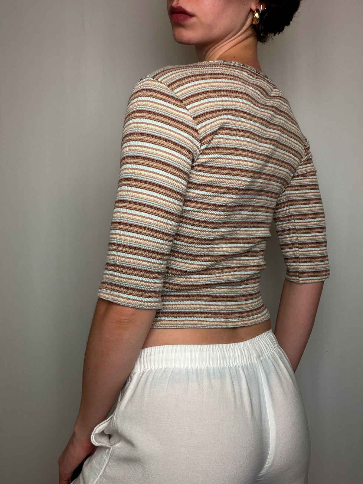 Pull cotelé Rayé brun S vintage