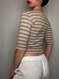 Pull cotelé Rayé brun S vintage