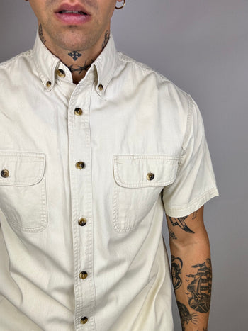 Off-white denim short sleeve shirt